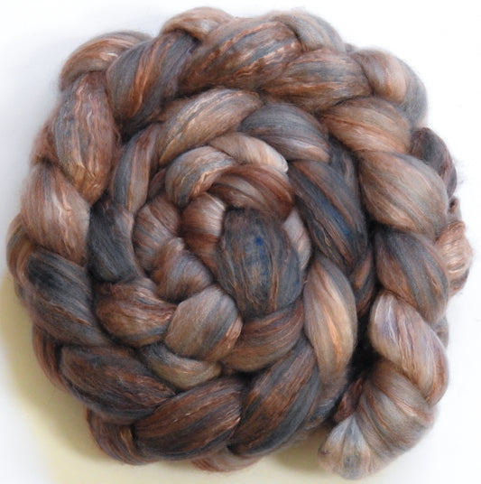 Smoke (5.6 oz) - Batt in a Braid #5 - Merino/ Camel/ silk/ faux cashmere/ firestar (25/25/25/12/12)
