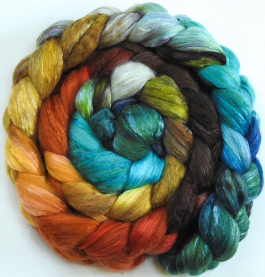 Harvest Moon (6.6 oz) - Batt in a Braid #5 - Merino/ Camel/ silk/ faux cashmere/ firestar (25/25/25/12/12)