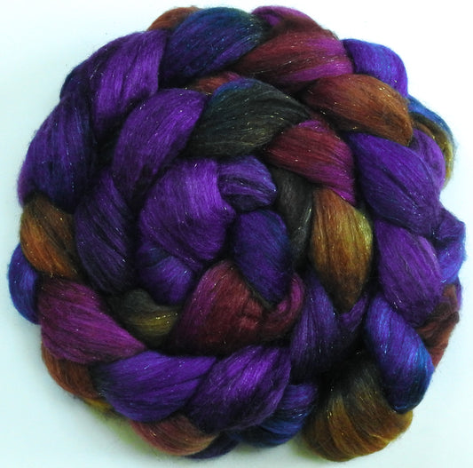 Esther - Batt in a Braid #53- YAK/ Tussah silk/ Superfine Merino/Gold Stellina(30/30/30/10)