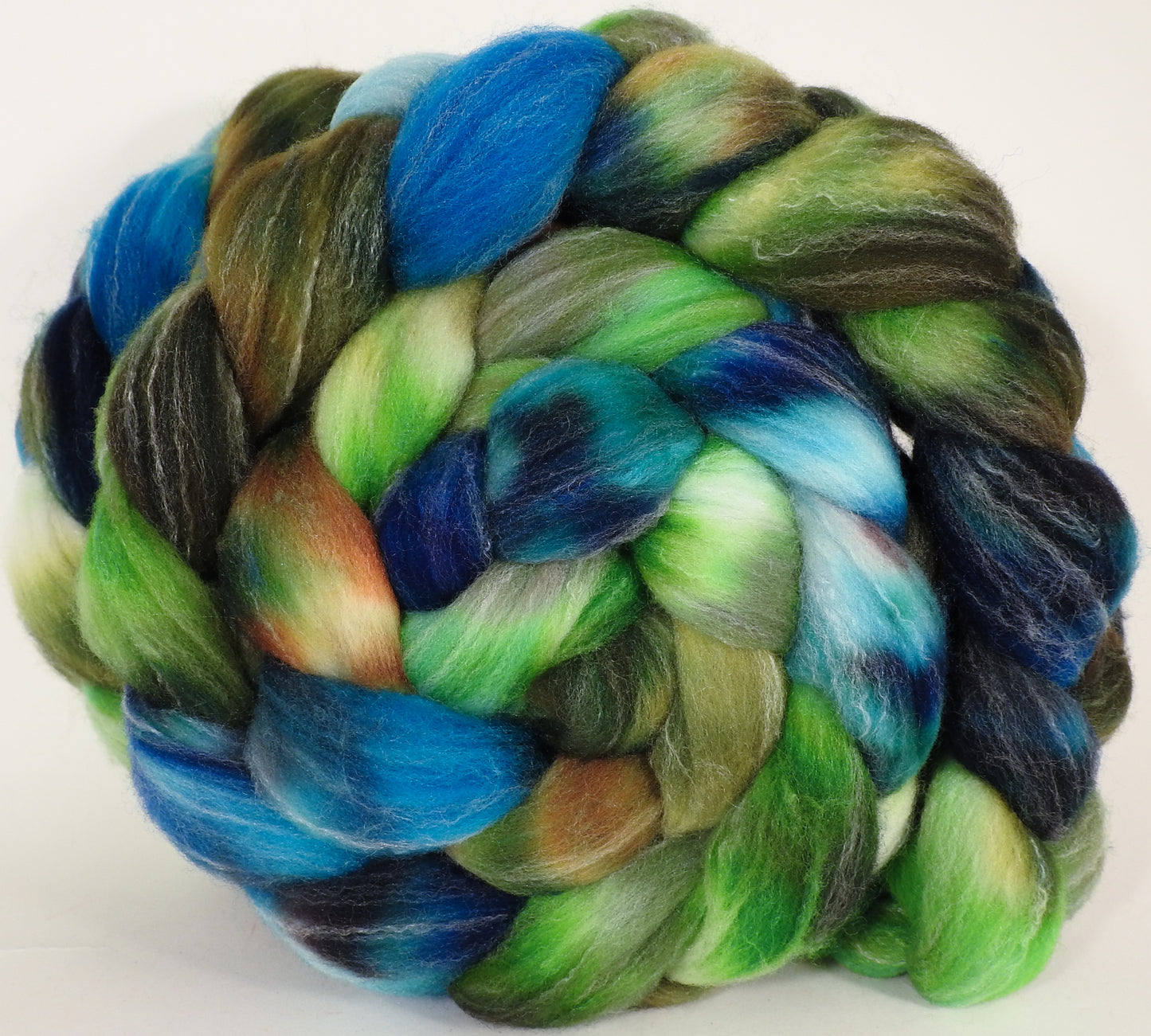 Hand dyed top for spinning -Bill the Lizard- (5.3 oz.) Targhee/silk/ bamboo ( 80/10/10) - Inglenook Fibers