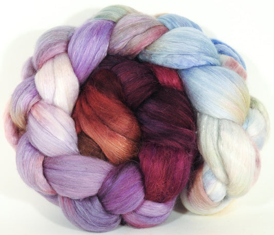 Batt in a Braid #25- Provence - 4.8 oz.- De-haired Llama/ Polwarth/ Mulberry Silk (33/33/33 ) - Inglenook Fibers