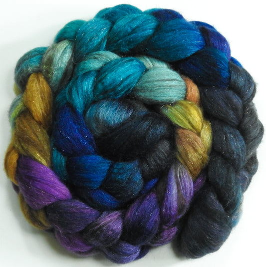 Trinidad - Batt in a Braid #53- YAK/ Tussah silk/ Superfine Merino/Gold Stellina(30/30/30/10)