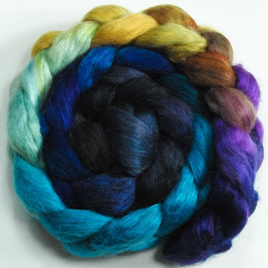 Trinidad (6.7 oz) - Batt in a Braid #52- Wensleydale/ Mulberry silk/ Polwarth (60/25/15)