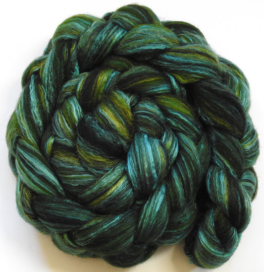 Dill Pickle (5.6 oz) - Batt in a Braid #7 - Polwarth/ Manx / Mulberry silk/ Firestar (30/30/30/10)