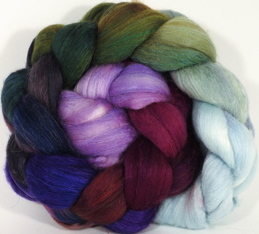 Batt in a Braid #25- Cabbages & Kings (5 oz.) - De-haired Llama/ Polwarth/ Mulberry Silk (33/33/33 ) - Inglenook Fibers