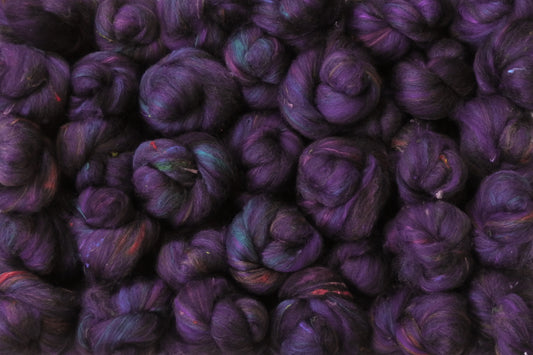 Elderberry (3.8 oz)- Non-Sparkle Sticklebatts -30% Corriedale/Romney x fleece; polwarth, merino, silk, bamboo, silk noil