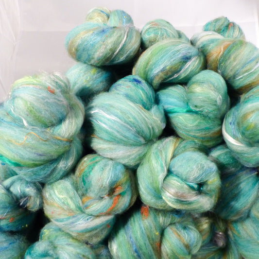 Lady Liberty - Sticklebatts (4.1 oz) - 30% Corriedale fleece; rambouillet, merino, silk, bamboo, silk noil - Inglenook Fibers