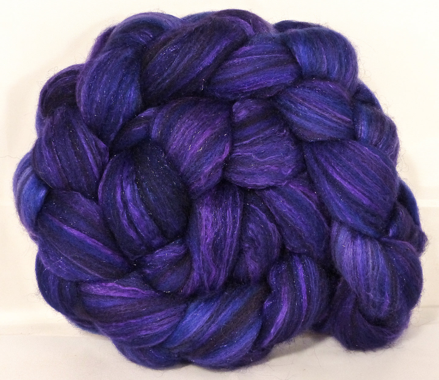 Batt in a Braid #7 -Primrose Purple-(5 oz.)Polwarth/ Manx / Mulberry silk/ Firestar (30/30/30/10) - Inglenook Fibers