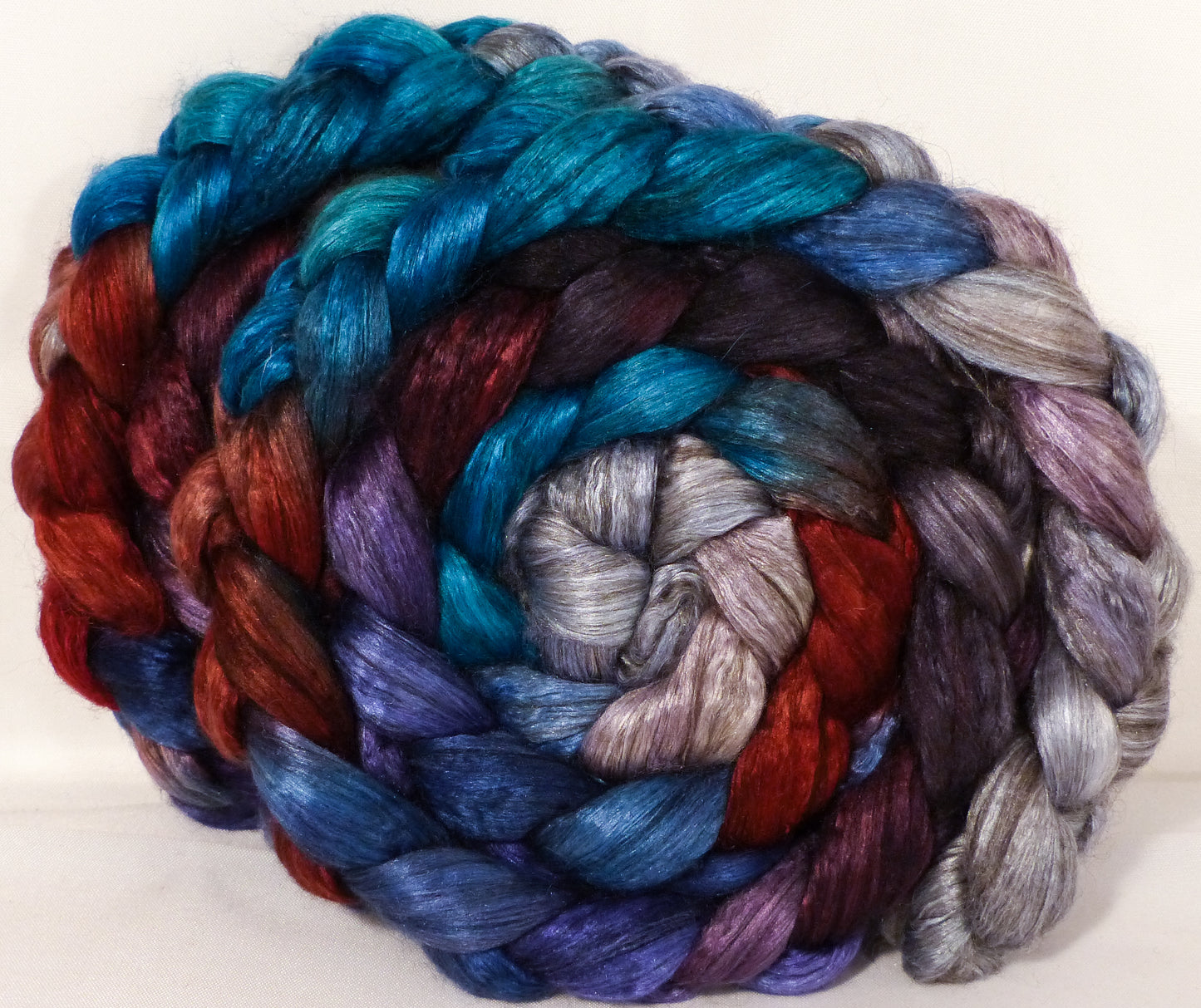 Hand dyed yak/ mulberry silk top -Stellar's Jay - (4 oz.) yak /silk ( 50/50) - Inglenook Fibers