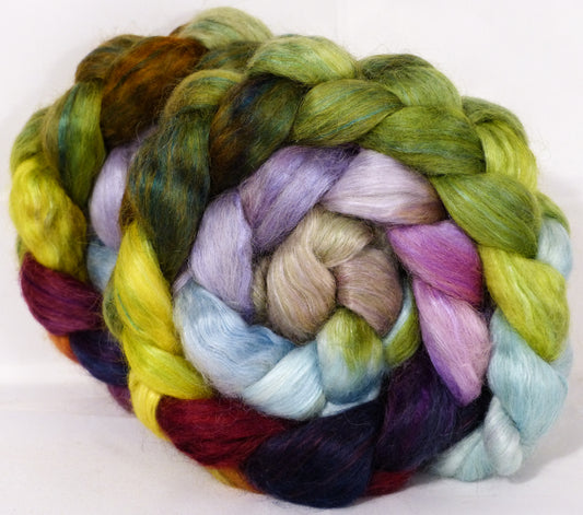 Hand-dyed wensleydale/ mulberry silk roving ( 65/35) -Milkweed- ( 5 oz.) - Inglenook Fibers