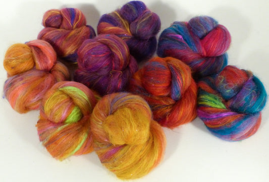 Mad Hatter - Sticklebatts - 20%Cotswold fleece, merino, silk, rambouillet, bamboo, SARI SILK, angelina - Inglenook Fibers