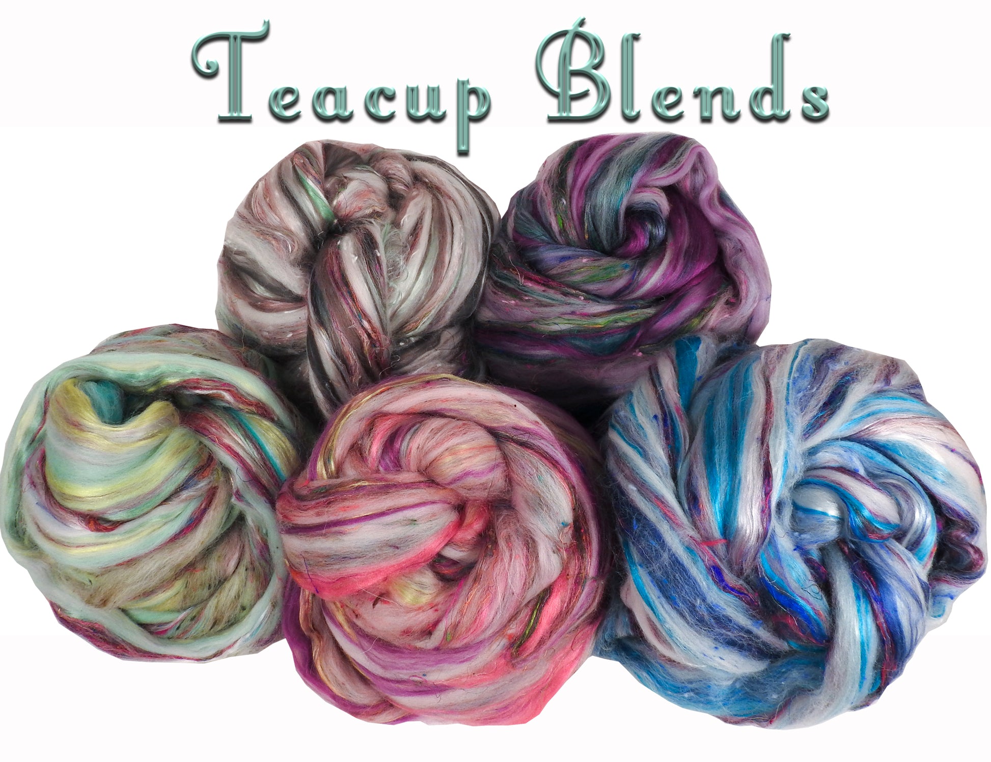 Lily of the Valley Teacup - Custom Blended Top - Superfine Merino/Mulberry Silk Bamboo/Sari Silk/Tweed Blend (40/25/15/10/10) - Inglenook Fibers