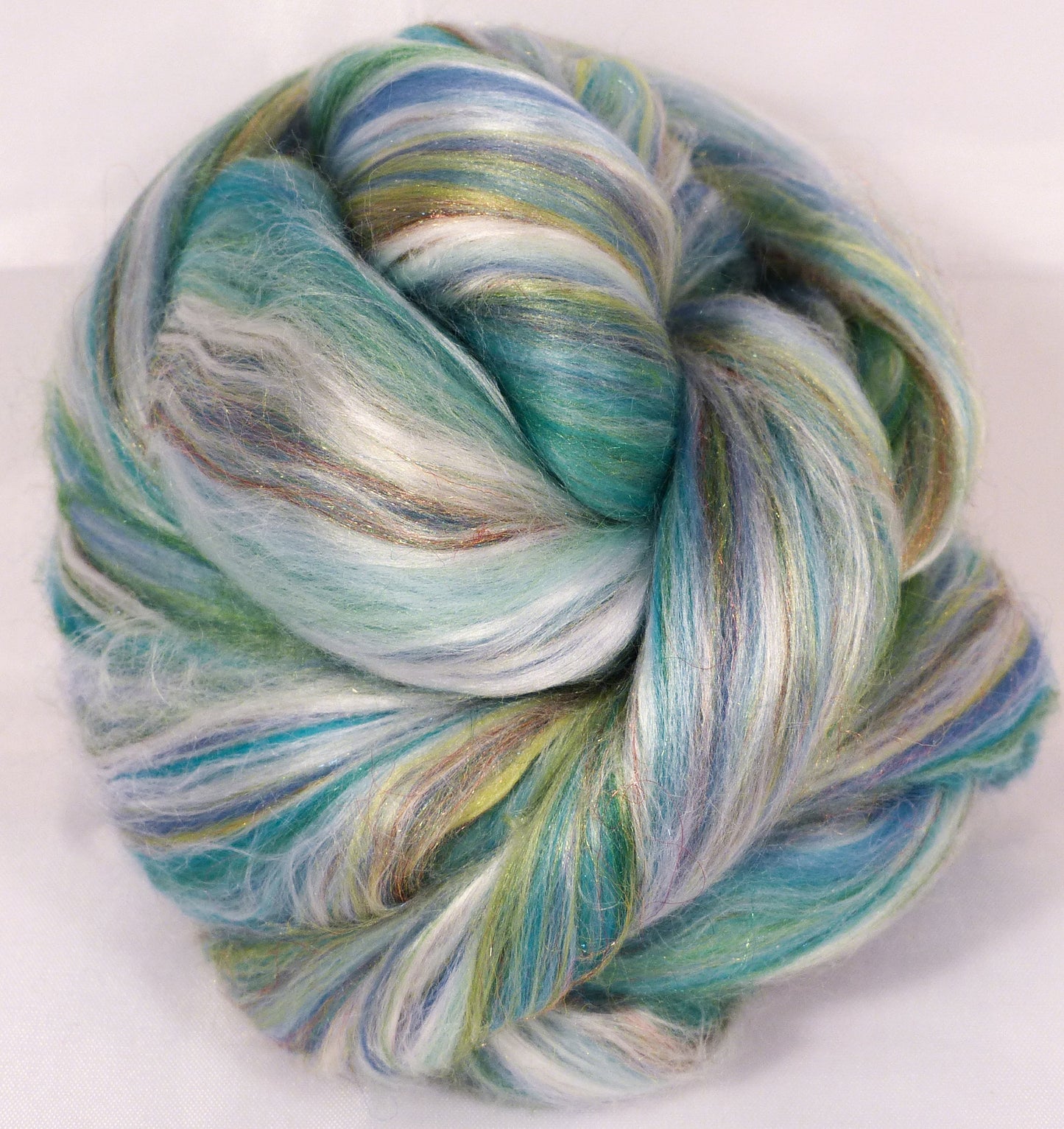 Sea Glass - Custom blended top - Seacell/  Merino / Silk / Rainbow Firestar ( 25/25/35/15 ) - Inglenook Fibers