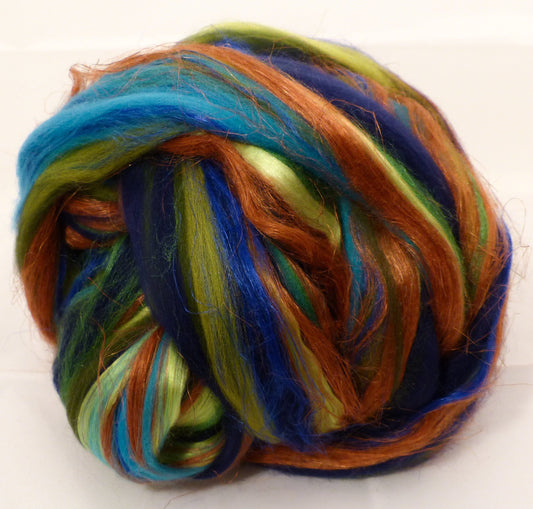 Kelp Forest- Custom Blended  Top-  Merino/ Silk / FLAX  (50/25/25 ) - Inglenook Fibers